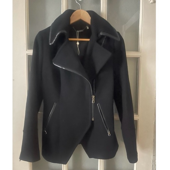 Trina Turk Black Asymmetrical Trench Coat - Picture 4 of 9